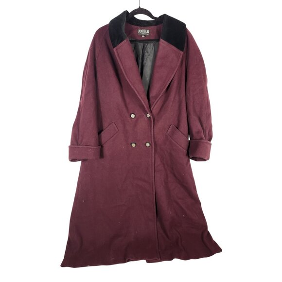 Vintage Jofeld Womens Plus Reffer Coat Purple Velvet Collar Old Money 20W - Picture 1 of 5